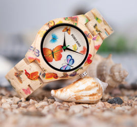 BOBO BIRD Butterflies Ladies Wooden Watch