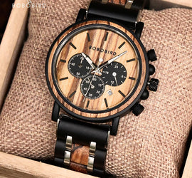BOBO BIRD Chronograph Wooden Military Watch