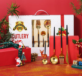 24 PC Nordic Gold Dinnerware Set