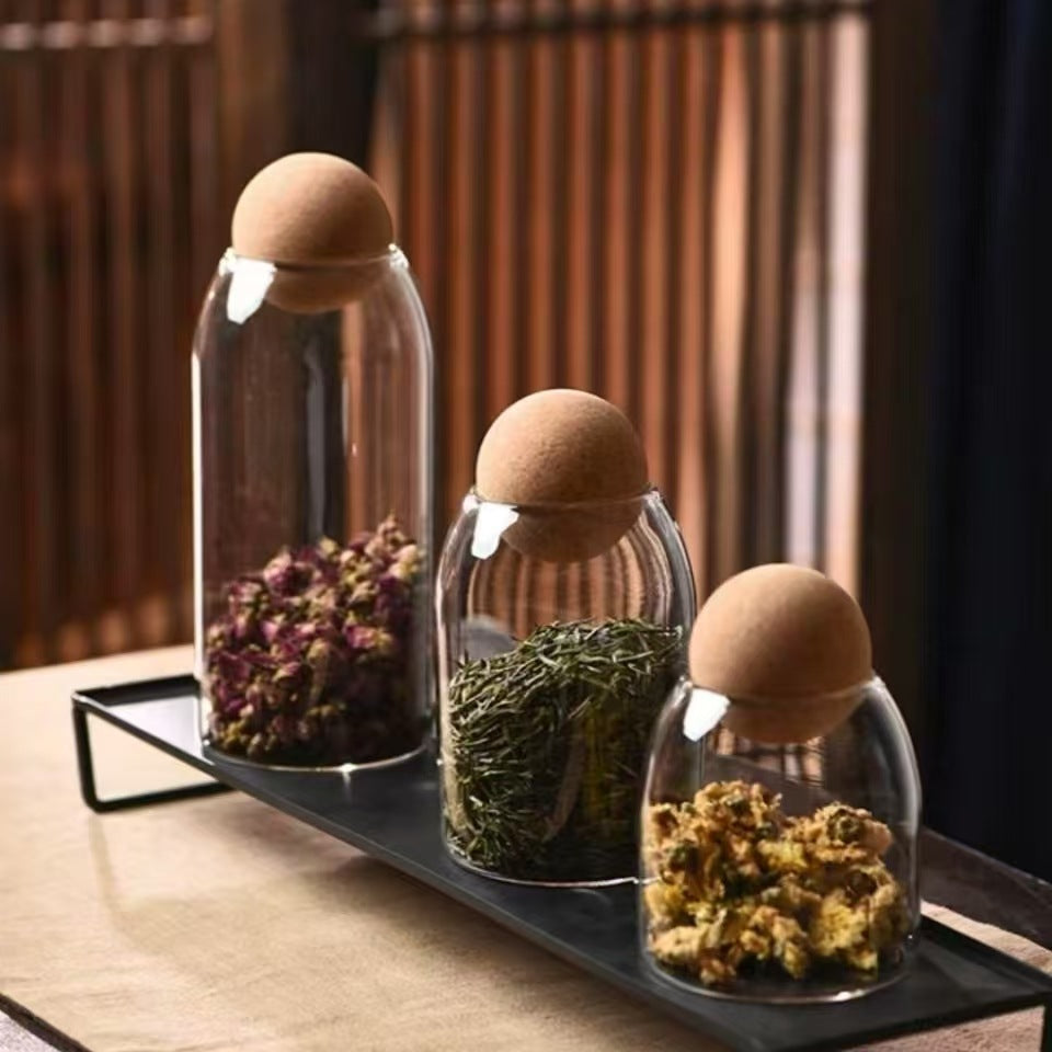 Airtight Glass Storage Jars with Cork Lids