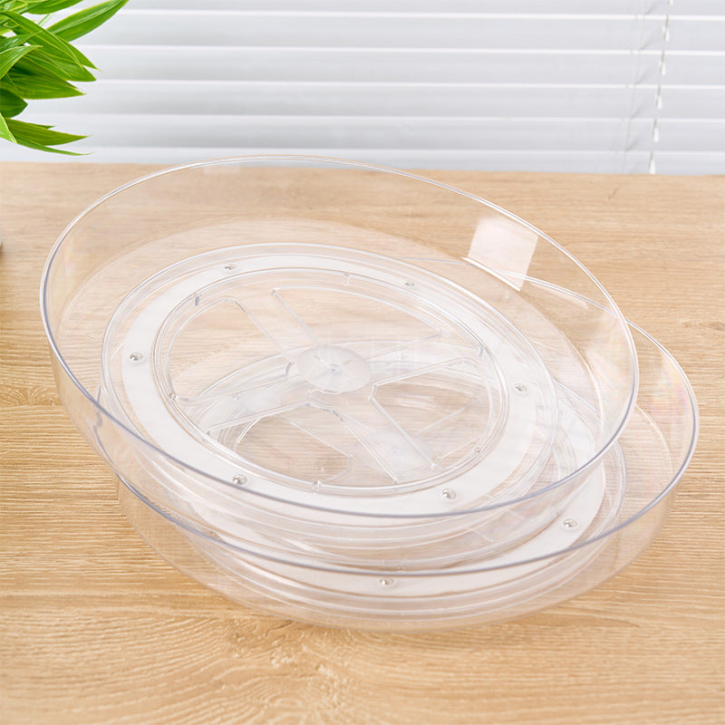Cross-border plastic dining table turntable rotating storage kitchen living room home desktop vanity transparent practical fruit plate