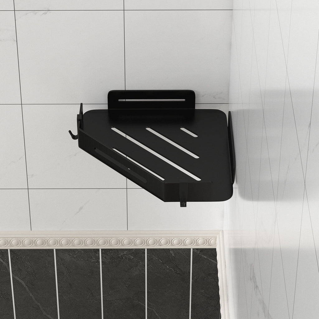 Bathroom Corner Shelf with Hooks