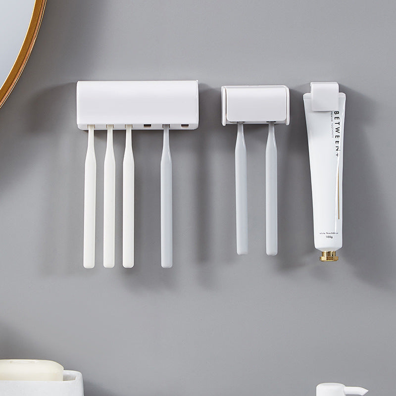 Japanese-style no-drill toothbrush rack, creative wall-mounted six-compartment toothbrush rack, bathroom washbasin storage rack