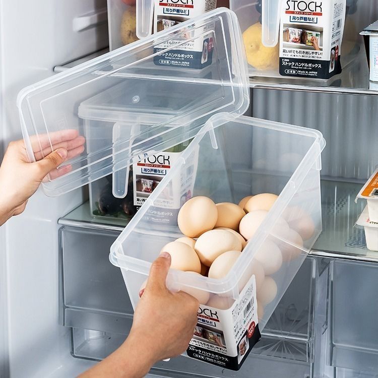 Household drawer-style refrigerator storage box with handle, transparent sealed box, food refrigeration and freezing storage box