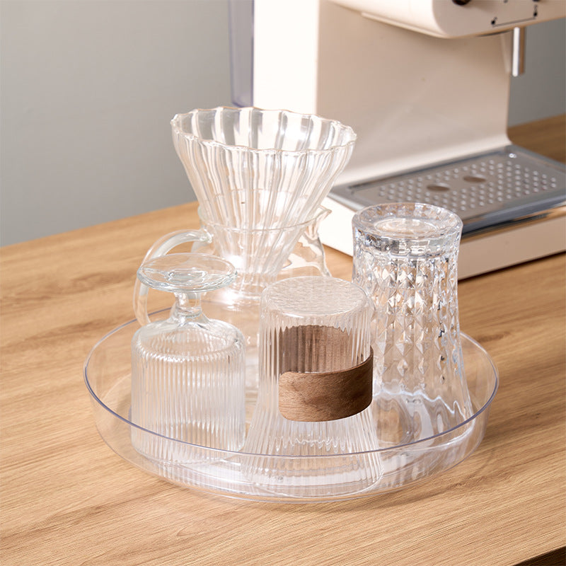 Cross-border plastic dining table turntable rotating storage kitchen living room home desktop vanity transparent practical fruit plate