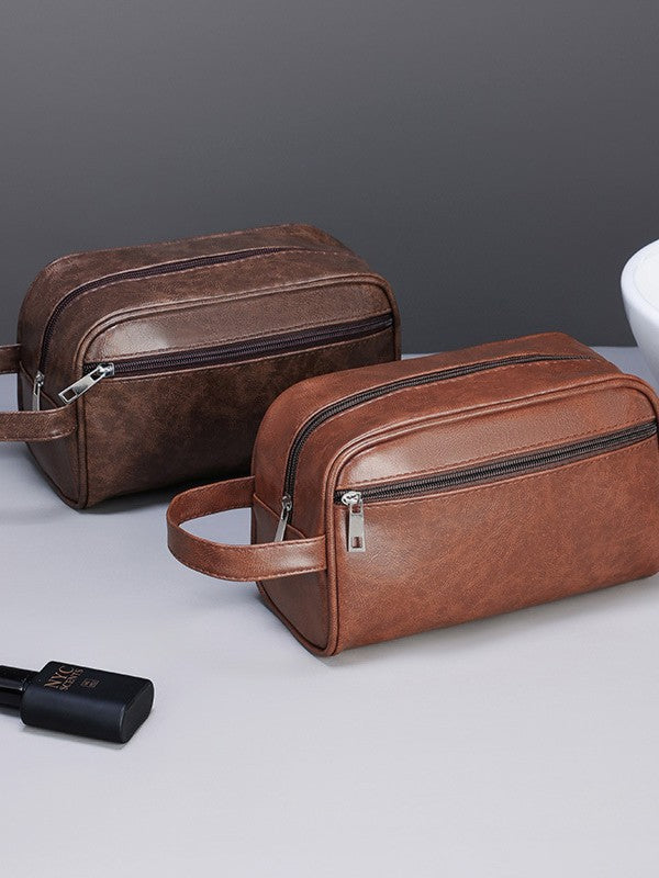 Men's Leather-Look Toiletry Bag