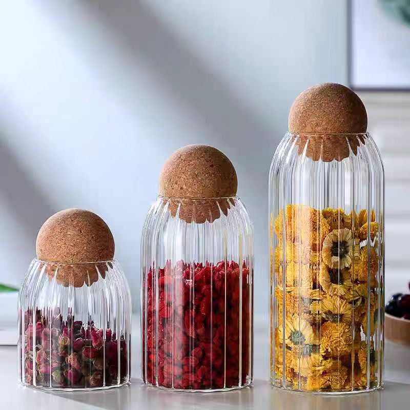 Airtight Glass Storage Jars with Cork Lids