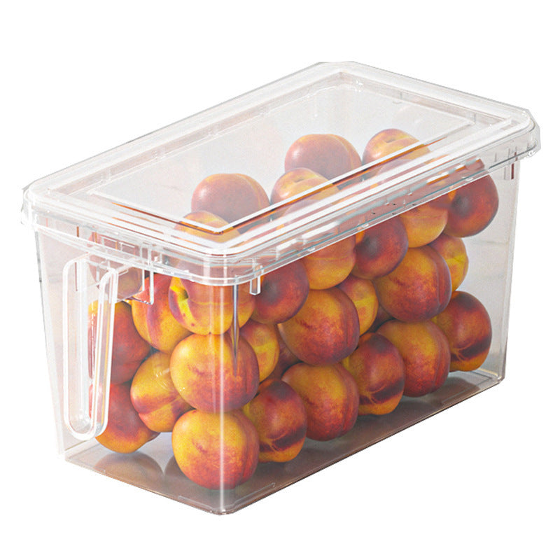 Best-selling refrigerator storage box, transparent strip handle-style frozen food storage box, vegetables, fruits, eggs, and food