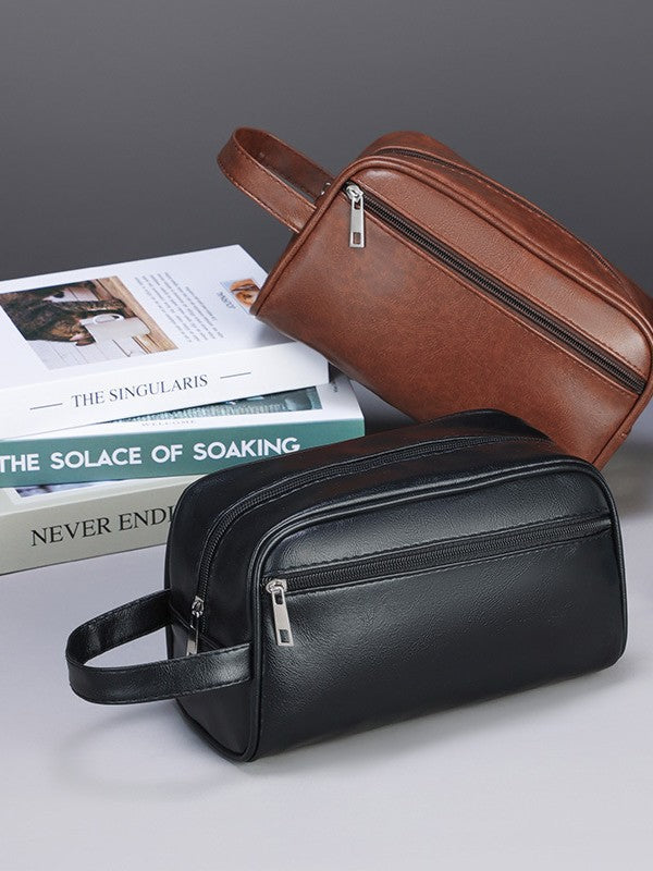Men's Leather-Look Toiletry Bag