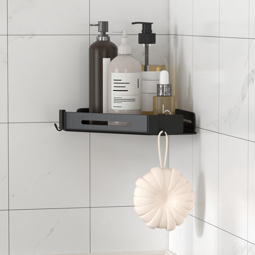 Bathroom Corner Shelf with Hooks