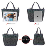 Women Handbags 3 Pcs Bag Set Crossbody Bags For Women Geometric Luminous Shoulder Bag Female Purse And Handbag Tote Holographic