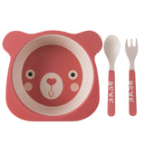3pcs/set Bamboo Fiber Baby Cartoon Eating Tableware Kids Dinner Plate Toddler Feeding Dishes Children Training Bowl Spoon Fork