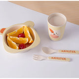 3pcs/set Bamboo Fiber Baby Cartoon Eating Tableware Kids Dinner Plate Toddler Feeding Dishes Children Training Bowl Spoon Fork