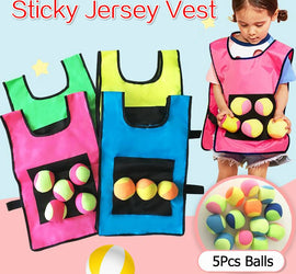 Kids Outdoor Sport Game Props Vest Sticky Jersey Vest Game Vest Waistcoat With Sticky Ball Throwing Toys For Children Sports Toy