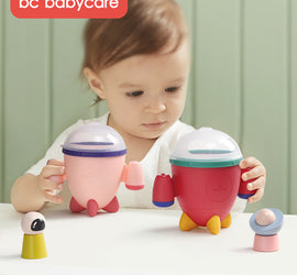 Spill-proof Petal Baby Food Storage Leak-proof Double Handle Silicone Snack Box Infants Feeding Rocket Container Cup