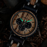 BOBO BIRD Chronograph Wooden Military Watch