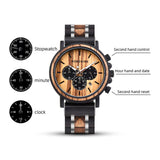 BOBO BIRD Chronograph Wooden Military Watch